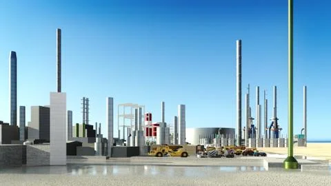 Machines at oil refinery Stock Illustration