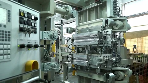 Machines for pressing silicone insulators of high-voltage electric transmission Stock Footage 71506767