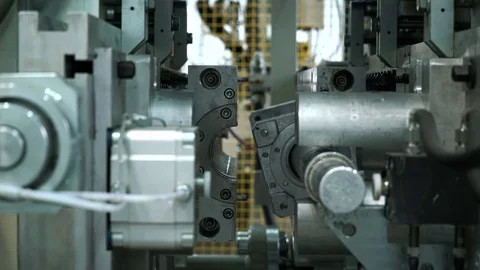 Machines for pressing silicone insulators of high-voltage electric transmission Stock Footage 71507196