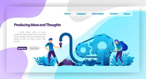 Machines for producing ideas, thoughts and inspiration, teamwork in businesse Stock Illustration