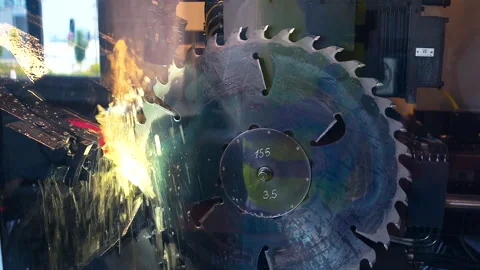 Machines For Sharpening Circular Saws Stock Footage 140784997