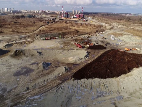 Machines work on a huge quarry for the extraction of stone Stock Footage 73225786