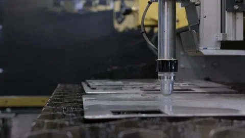 Machining and cutting of metallic part closeup. Computer control of high tech ma Stock Footage 199475065