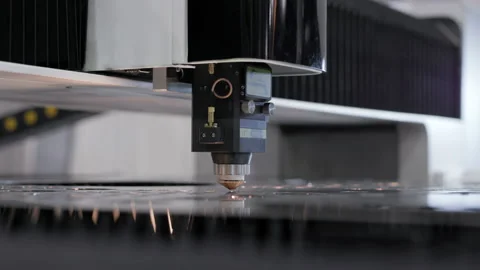 Machining and cutting of metallic part close up. Computer control of high tech m Stock Footage 199475162