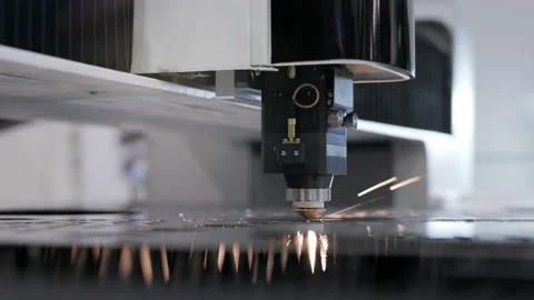 Machining and cutting of metallic part closeup. Computer control of high tech ma Видео 199475196