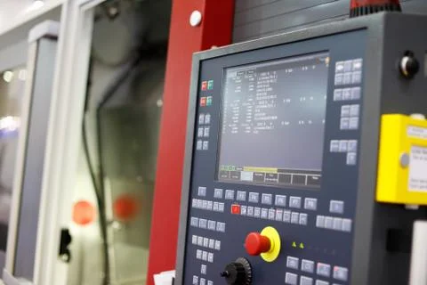 Machining center with CNC control panel Foto stock