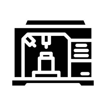 Machining center manufacturing engineer glyph icon vector illustration Stock Illustration