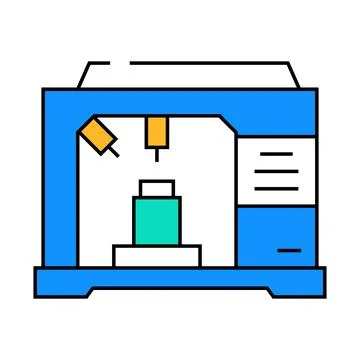 Machining center manufacturing engineer icon color illustration Stock Illustration