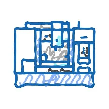 Machining center manufacturing engineer icon doodle illustration Illustrazione stock