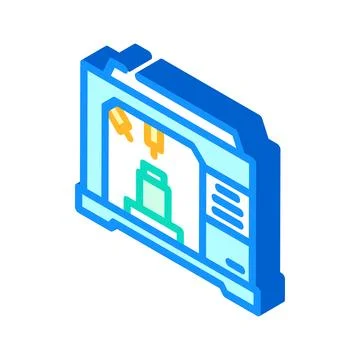 Machining center manufacturing engineer isometric icon vector illustration Stock Illustration