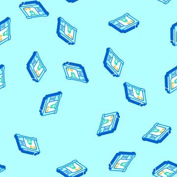 Machining center manufacturing engineer isometric icon seamless pattern Stock Illustration