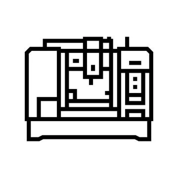 Machining center manufacturing engineer line icon vector illustration Stock Illustration