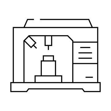 Machining center manufacturing engineer line icon vector illustration Stock Illustration