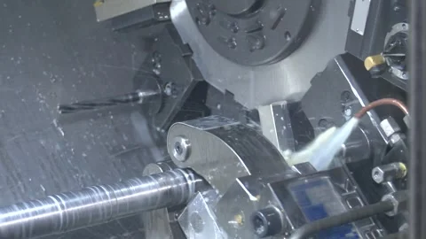 Machining on a lathe, processing of metal by cutting. Video stock 330349725