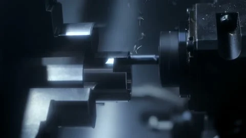 Machining of metallic product close up. Computer control of high tech manufactur Video stock 199475179