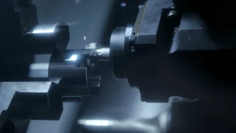 Machining of metallic product closeup. Computer control of high tech manufacture Video stock 199475156
