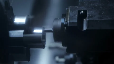 Machining of metallic product closeup. Computer control of high tech manufacture Stock Footage 199475182