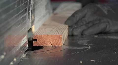 Machining a pine board to the moulder Stock Footage 56395047