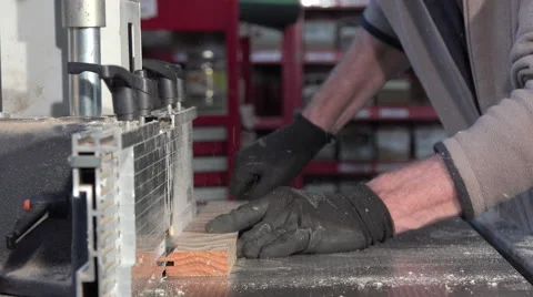 Machining a pine board to the moulder Stock Footage 56398253