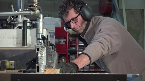 Machining a pine board to the moulder Video stock 56424497