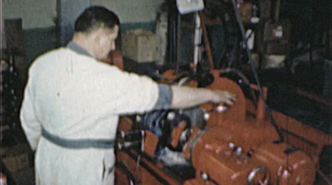 Machinist ENGINE REBUILD Machine Drilling 1960s Vintage Film Home Movie 7268 Stock Footage 32515638