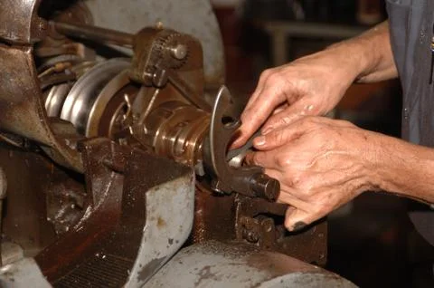 Machinist's hands Stock-Fotos