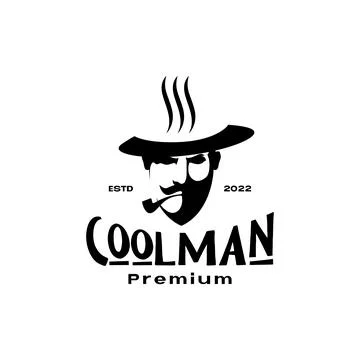 Macho man with mustache beard smoking vintage logo Stock Illustration