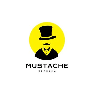 Macho man with mustache long hat logo design Stock Illustration