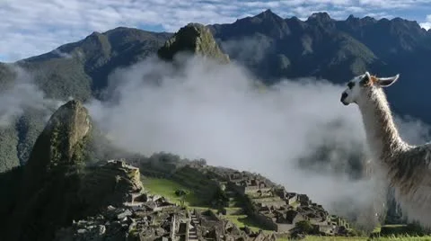 Machu Picchu with clouds, Cusco, peru, Southamerica Stock Footage