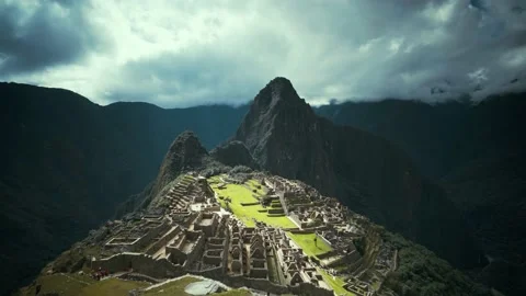 Machu Picchu Clouds &amp; People Timelapse Stock Footage 208953653