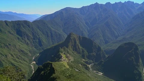 Machu Picchu from Mountaintop Stock Footage 73277976
