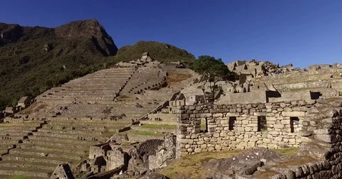 Machu Picchu pan from inside the hidden city Stock Footage 79927629