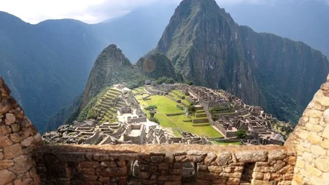 Machu Picchu - Peru - 4K View From The Wall Stock Footage
