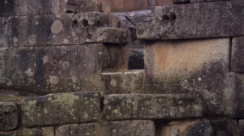 Machu Picchu, Peru: Rain falling on stones and walls Stock Footage 59535630