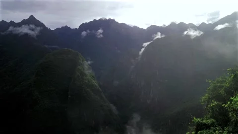 Machu Picchu Pueblo lookout Peruvian Andres highlands jungle Mountains Aguas Stock Footage 333872953