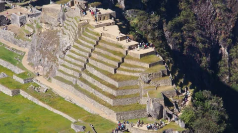 Machu Picchu wide angle in time lapse showing people moving around Stock Footage 33831125