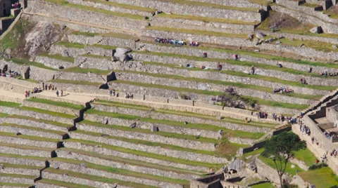 Machu Picchu wide angle in time lapse showing people moving around Stock Footage 33831162