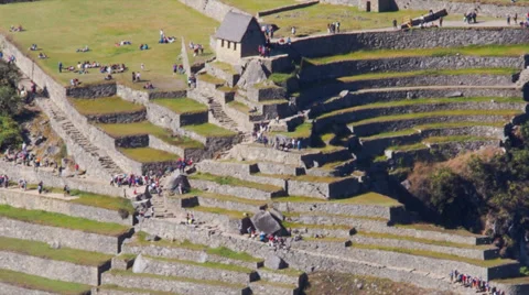 Machu Picchu wide angle in time lapse showing people moving around Stock Footage 33831210