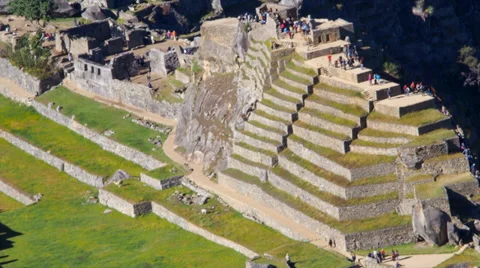 Machu Picchu wide angle in time lapse showing people moving around Stock Footage 33831346