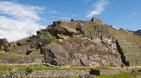 Machu Picchu wide angle in time lapse with clouds Stock Footage 33831427