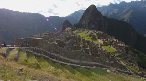 Machu Picchu wide angle in time lapse with clouds Stock Footage 33831448