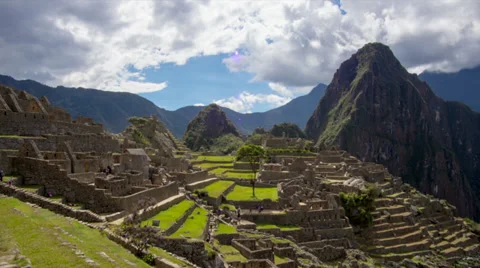 Machu Picchu wide angle in time lapse with clouds Stock Footage 33831684