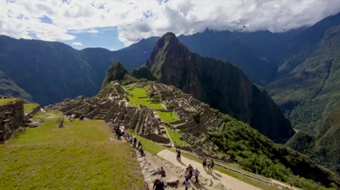 Machu Picchu wide angle in time lapse with clouds Stock Footage 33831823