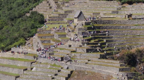 Machu Picchu wide angle in time lapse showing people moving around Stock Footage 33831867
