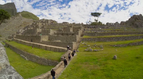 Machu Picchu wide angle in time lapse with clouds Stock Footage 33832332