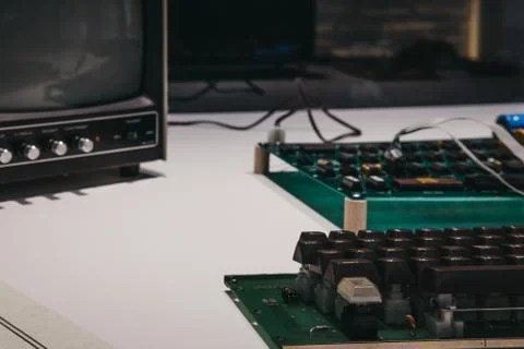 Macintosh Apple I computer on display inside Apple Museum in Prague, Czech Re Stock Photos