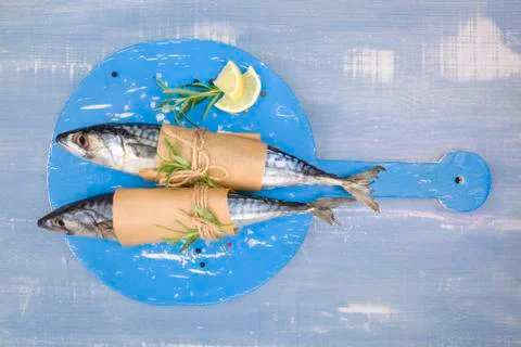 Mackarel fish background. Stock Photos