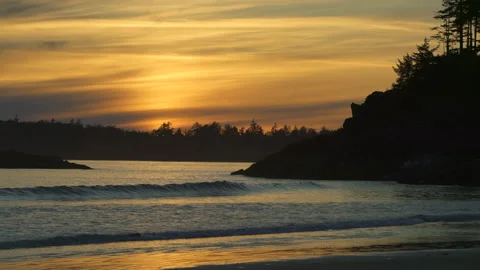 Mackenzie Beach Sunset Waves Vancouver Island. 4K UHD Stock-Footage 196141748