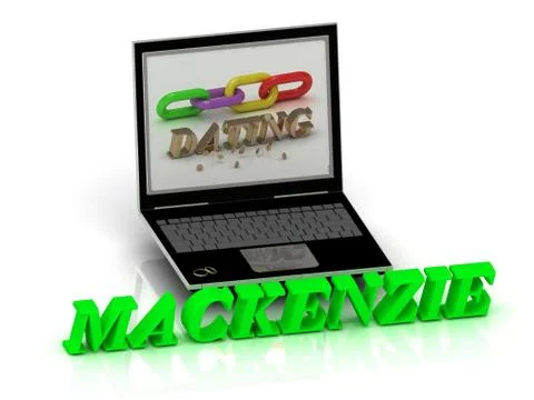 MACKENZIE- Name and Family bright letters near Notebook and  inscription Dati Stock Illustration