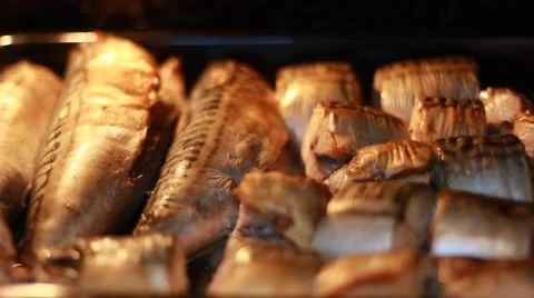 Mackerel baked in the oven Stock Footage 64973644